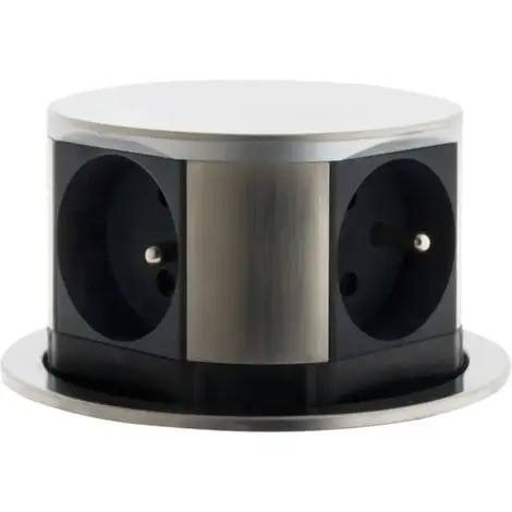 Bloc Multiprise Encastrable Compact 4 Prises 16A 2P+T - Finition Inox - Otio 1 Bloc Multiprise Encastrable Compact 4 Prises 16A 2P+T - Finition Inox - Otio