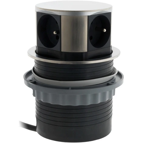 Bloc Multiprise Encastrable Compact 4 Prises 16A 2P+T - Finition Inox - Otio 2 Bloc Multiprise Encastrable Compact 4 Prises 16A 2P+T - Finition Inox - Otio – Image 2