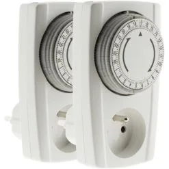 Lot De 2 Prises Programmables Mécaniques 24h - Noir & Blanc - Otio