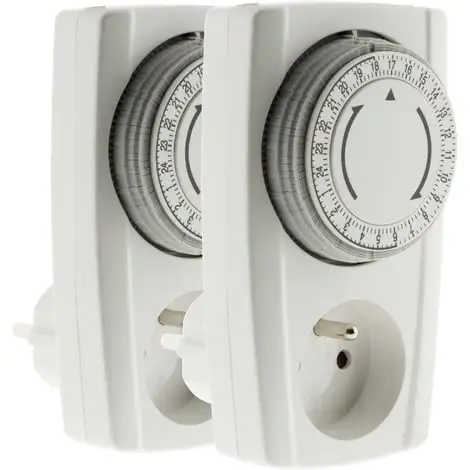 Lot De 2 Prises Programmables Mécaniques 24h - Noir & Blanc - Otio 1 Lot De 2 Prises Programmables Mécaniques 24h - Noir & Blanc - Otio