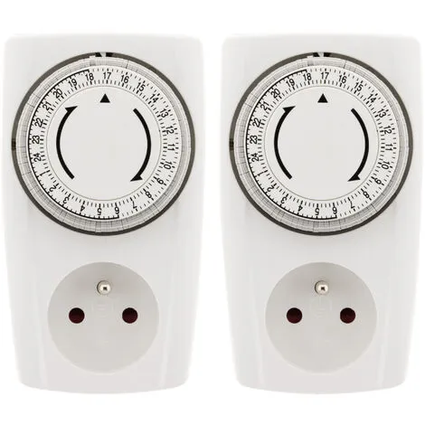 Lot De 2 Prises Programmables Mécaniques 24h - Noir & Blanc - Otio 2 Lot De 2 Prises Programmables Mécaniques 24h - Noir & Blanc - Otio – Image 2