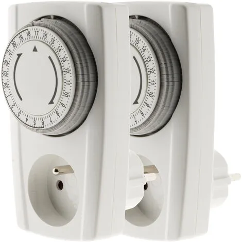 Lot De 2 Prises Programmables Mécaniques 24h - Noir & Blanc - Otio 3 Lot De 2 Prises Programmables Mécaniques 24h - Noir & Blanc - Otio – Image 3