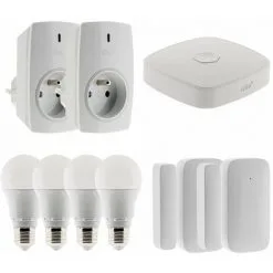 OTIO Pack De Démarrage Maison Connectée T3 (4 Ampoules + 2 Détecteurs + 2 Prises + 1 Box )
