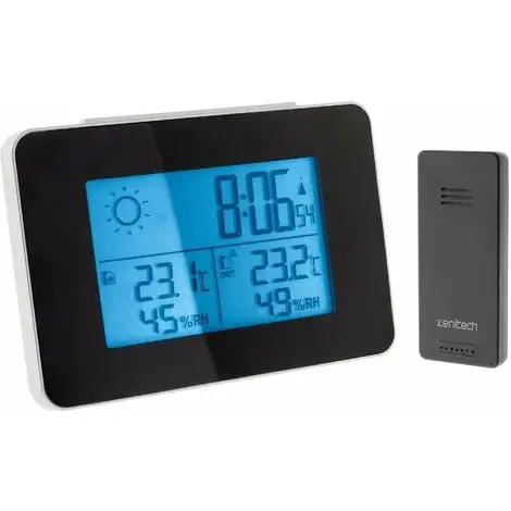 Station Météo N&B Prévisions à 24h Avec Capteur Sans Fil Noir - Otio 1 Station Météo N&B Prévisions à 24h Avec Capteur Sans Fil Noir - Otio