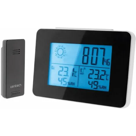 Station Météo N&B Prévisions à 24h Avec Capteur Sans Fil Noir - Otio 2 Station Météo N&B Prévisions à 24h Avec Capteur Sans Fil Noir - Otio – Image 2