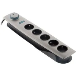 Bloc Multiprise Parafoudre 5 Prises Avec Interrupteur - Titanium - Otio